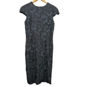 Monique Lhuillier Textured Lace Grey Sheath Dress